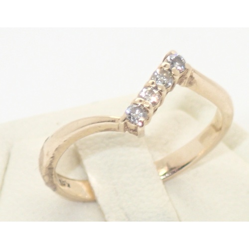 92 - Contemporary 14ct gold four stone diamond ring, size J, 1.5g
P&P group 1 (£16 for the first item and... 