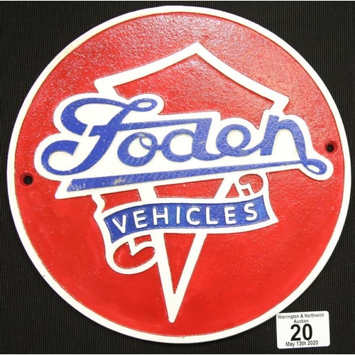 14 - Cast iron Foden Trucks sign D: 24 cm. P&P Group 2 (£18+VAT for the first lot and £2+VAT for subseque... 