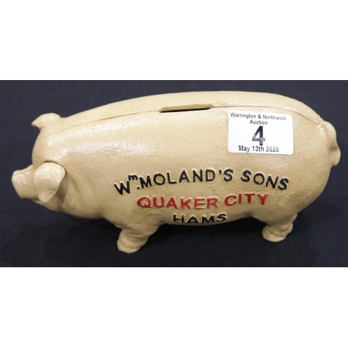 1B - Cast iron pig moneybox L: 19 cm. P&P Group 2 (£18+VAT for the first lot and £2+VAT for subsequent lo... 