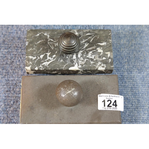 124 - Two antique blotters, one of marble. P&P Group 1 (£14+VAT for the first lot and £1+VAT for subsequen... 