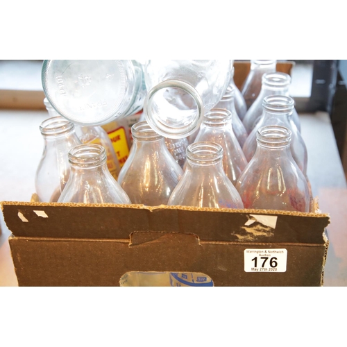 176 - Pair of large French type milk bottles and sixteen British printed milk bottles. This lot is not ava... 