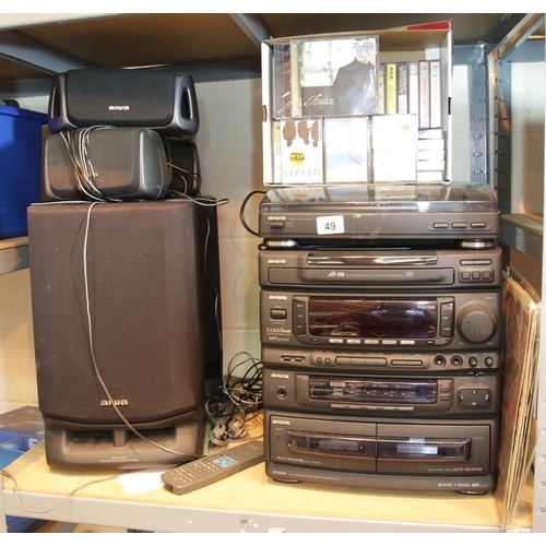 49 - Aiwa HiFi system, cassette, radio, triple CD, record player, five speakers an a Z-2300 karaoke facil... 