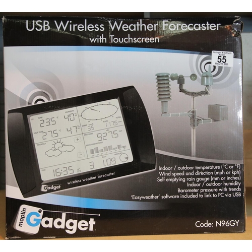 55 - USB wireless weather forecaster, boxed and appears unused. P&P Group 2 (£18+VAT for the first lot an... 