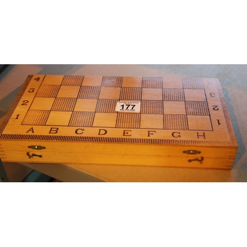 177 - Boxed wooden chess/draughts set.P&P Group 1 (£14+VAT for the first lot and £1+VAT for subsequent lot... 