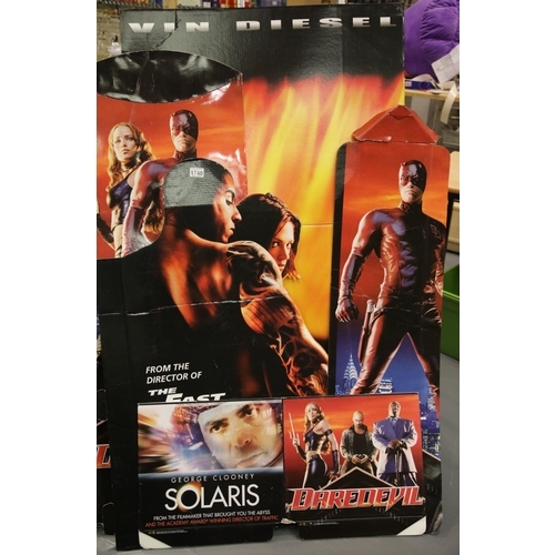 1740 - Mixed cardboard cinema advertising displays from XxX and Daredevil, tallest H: 150 cm. This lot is n... 