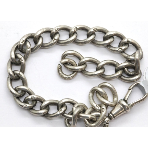 1016 - Antique silver watch chain bracelet with swivel clasp. P&P Group 1 (£14+VAT for the first lot and £1... 