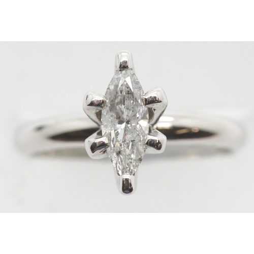 1023 - Ladies marquise set 0.67ct diamond solitaire ring, size L, 4.2g. P&P Group 1 (£14+VAT for the first ... 