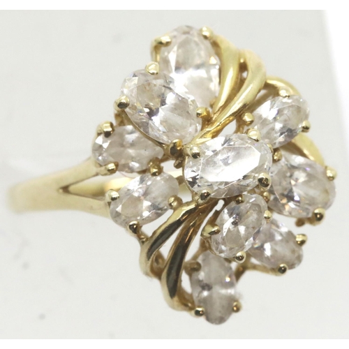 1034 - 14ct gold fancy white stone ring, size S, 4.7g. P&P Group 1 (£14+VAT for the first lot and £1+VAT fo... 