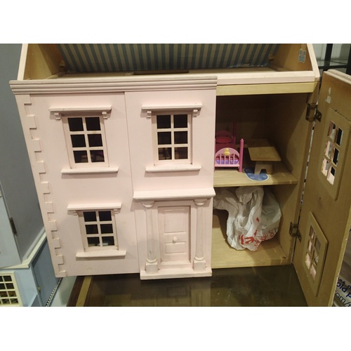 2330 - Large childs painted wood dolls house with large quantity of accessories and furniture. P&P Group 2 ... 