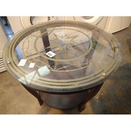 480 - Art Deco glass top circular table, D: 59 cm. This lot is not available for in-house P&P, please cont... 