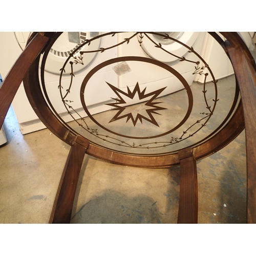 480 - Art Deco glass top circular table, D: 59 cm. This lot is not available for in-house P&P, please cont... 