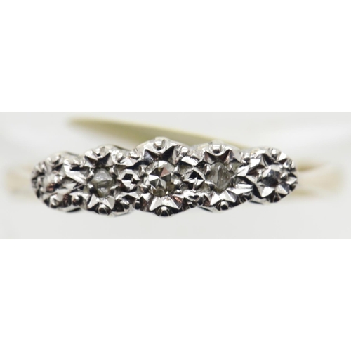 1180 - Antique 18ct gold and platinum five stone diamond ring, size M, 2.0g. P&P Group 1 (£14+VAT for the f... 