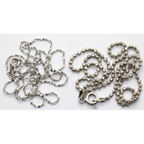 1186 - Two silver fancy chains, largest L: 46 cm. P&P Group 1 (£14+VAT for the first lot and £1+VAT for sub... 