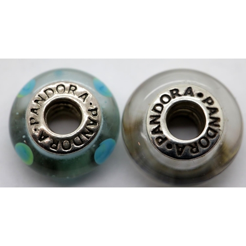 1191 - Two genuine Pandora Murano glass bead charms. P&P Group 1 (£14+VAT for the first lot and £1+VAT for ... 