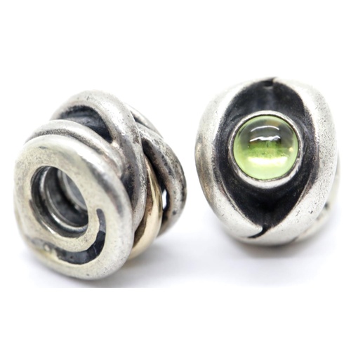 1195 - Two Pandora charms, one stone set, stamped A.L.E. P&P Group 1 (£14+VAT for the first lot and £1+VAT ... 