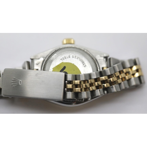 1200 - Rolex ladies Oyster Perpetual steel and gold cased wristwatch, mid 1970's model no. 6917, the white ... 