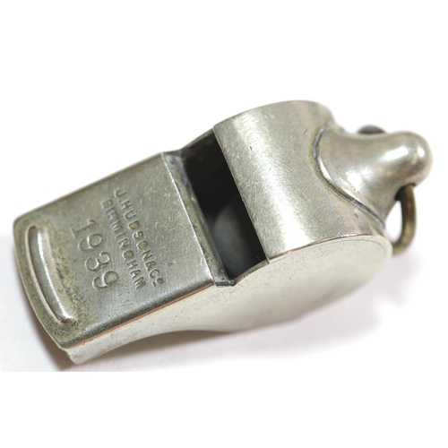 1584 - British WWII style whistle by Hudson & Co, Birmingham, dated 1939. P&P Group 1 (£14+VAT for the firs... 