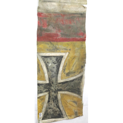 1616 - German WWI style large panel of aeroplane canvas with painted markings. 132 x 48 cm. P&P Group 2 (£1... 