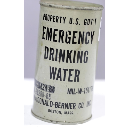 1587 - American WWII type canned emergency drinking water from Macdonald Bernier Co. P&P Group 1 (£14+VAT f... 