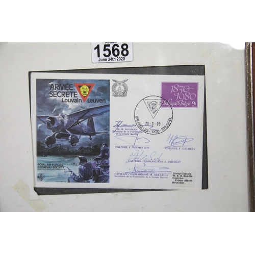 1568 - Signed Belgian Secret Army stamped envelope for the Royal Air Forces Escaping Society. P&P Group 2 (... 
