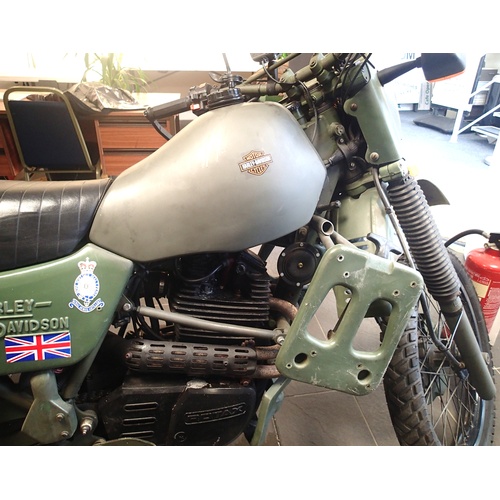 1501 - Harley Davidson MT 348CC petrol military motorbike, complete with side compartment for a SA80 and tw... 