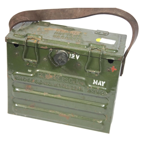 1581a - Heavy military lead acid portable 12v battery stamped with broad arrow 1965. P&P Group 3 (£25+VAT fo... 