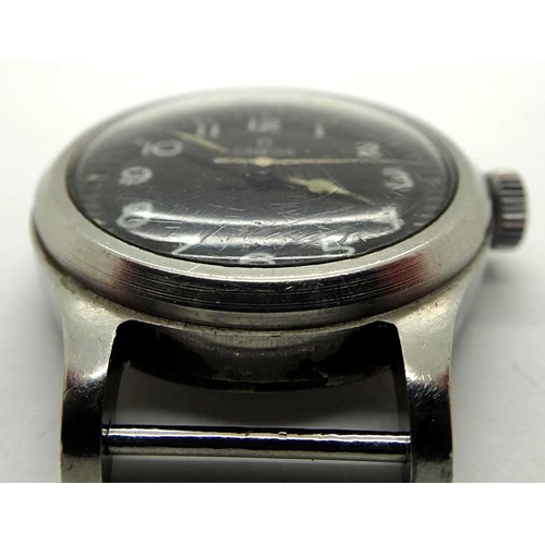 1576 - A gentleman's stainless steel British Military Omega RAF pilots wristwatch dated 1956, with black di... 