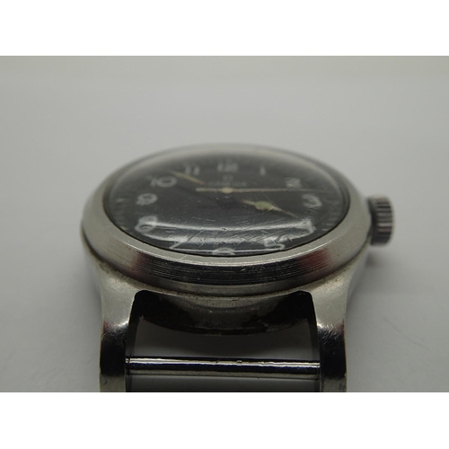 1576 - A gentleman's stainless steel British Military Omega RAF pilots wristwatch dated 1956, with black di... 