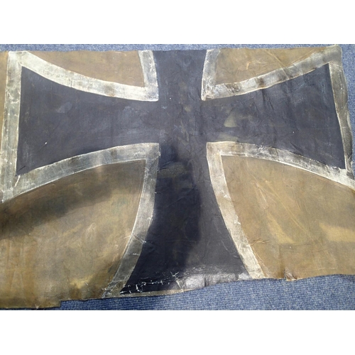 1616 - German WWI style large panel of aeroplane canvas with painted markings. 132 x 48 cm. P&P Group 2 (£1... 