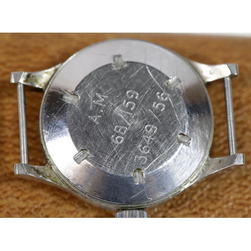 1576 - A gentleman's stainless steel British Military Omega RAF pilots wristwatch dated 1956, with black di... 