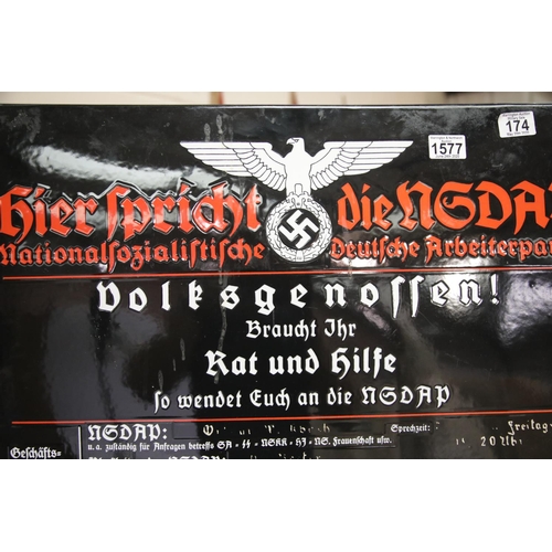 1577 - WWII German style large enamelled metal Luftwaffe message board, 66 x 82 cm.  P&P Group 3 (£25+VAT f... 
