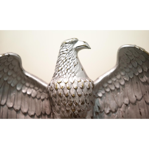 1578 - German Third Reich style impressive and large cast bronze eagle, silvered and raised on a stepped pl... 