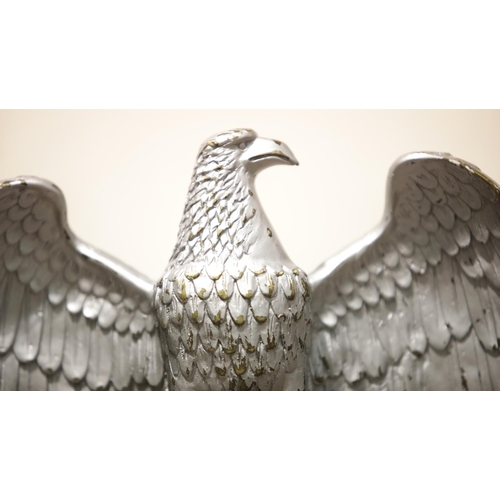 1578 - German Third Reich style impressive and large cast bronze eagle, silvered and raised on a stepped pl... 