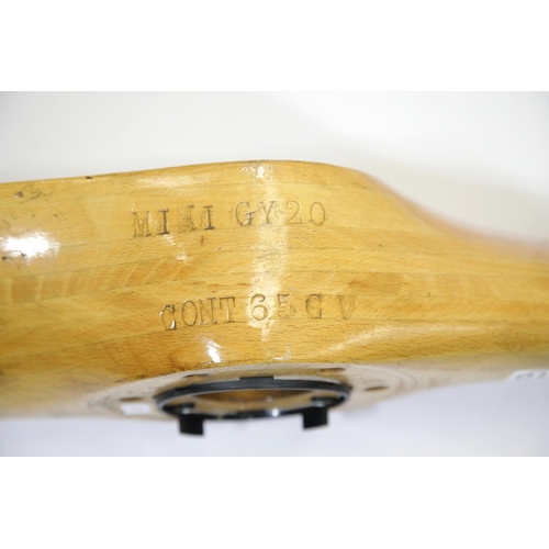1610 - Wall display Propellor section removed from a vintage GY20 light aircraft. L: 86 cm. P&P Group 3 (£2... 