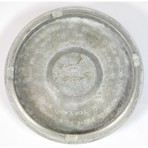 1612 - A Rolls Royce Merlin engine piston head engraved for Polish Squadron 318. D: 14 cm. P&P Group 1 (£14... 