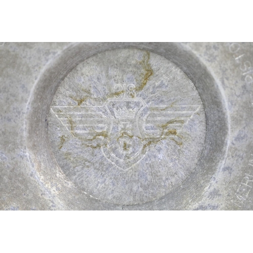 1612 - A Rolls Royce Merlin engine piston head engraved for Polish Squadron 318. D: 14 cm. P&P Group 1 (£14... 