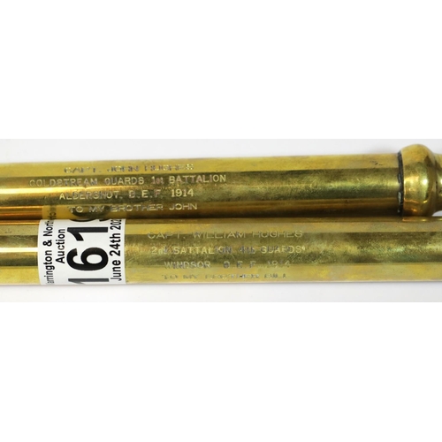 1619 - A pair of brass handled bamboo swordsticks, each inscribed from two brothers to each other: Capt Wil... 