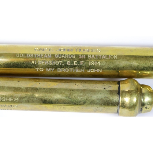 1619 - A pair of brass handled bamboo swordsticks, each inscribed from two brothers to each other: Capt Wil... 