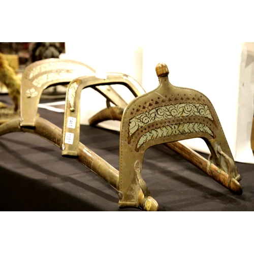 1516 - Antique Far Eastern brass with inlay double camel saddle. This lot is not available for in-house P&P... 