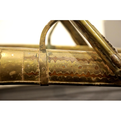 1516 - Antique Far Eastern brass with inlay double camel saddle. This lot is not available for in-house P&P... 