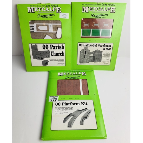 886 - 3x Metcalfe Card Kit Building Kits OO Gauge - Still Sealed in Packets - Including: PO216, PO226, PO2... 