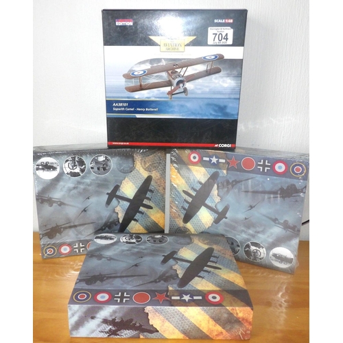 704 - Corgi 1:48 scale AA38101 and three Atlas Editions aeroplanes. P&P Group 2 (£18+VAT for the first lot... 