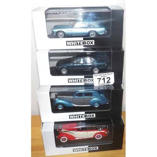 712 - Whitebox 1:43 scale x 4 mixed lot motor cars. P&P Group 2 (£18+VAT for the first lot and £2+VAT for ... 