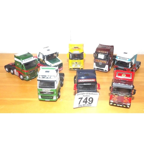 749 - Oxford 1:76 scale 8 tractor units Scania, Volvo, Merc, DAF etc. P&P Group 2 (£18+VAT for the first l... 