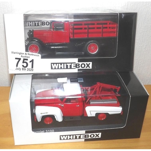 751 - Whitebox 1:43 x Chevrolet tow truck and Ford AA 1928 limited edition 1 of 1000. P&P Group 2 (£18+VAT... 