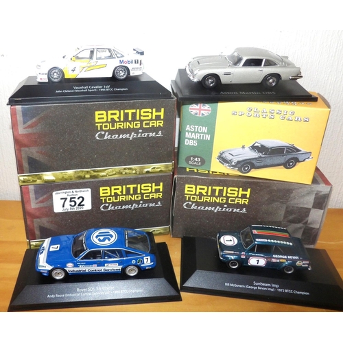 752 - Atlas Editions 1:43 scale x 3 British Touring Car Champions and 1 classic sports cars. P&P Group 2 (... 