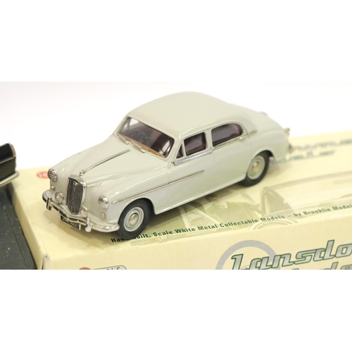 1046 - Lansdowne models 1954 Wolseley 6/90 and Crossway models Riley 4/68 Police car, both hand built, whit... 