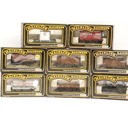 1065 - Mainline Wagons x 8 including hopper, tanker, cattle, Coke etc, all boxed. P&P Group 1 (£14+VAT for ... 