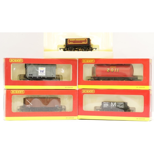 1070 - Hornby Wagons x 5 R6299A 4 plan munitions, R6547 tanker, Hornby 2011 Princess Royal Trust Careers Va... 