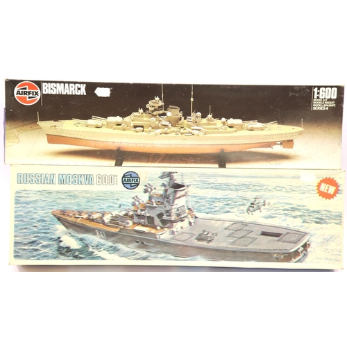 1100 - Airfix 1:600 scale ship kits x 2, 04204 Bismark, 05202 Russian Moskva. P&P Group 1 (£14+VAT for the ... 